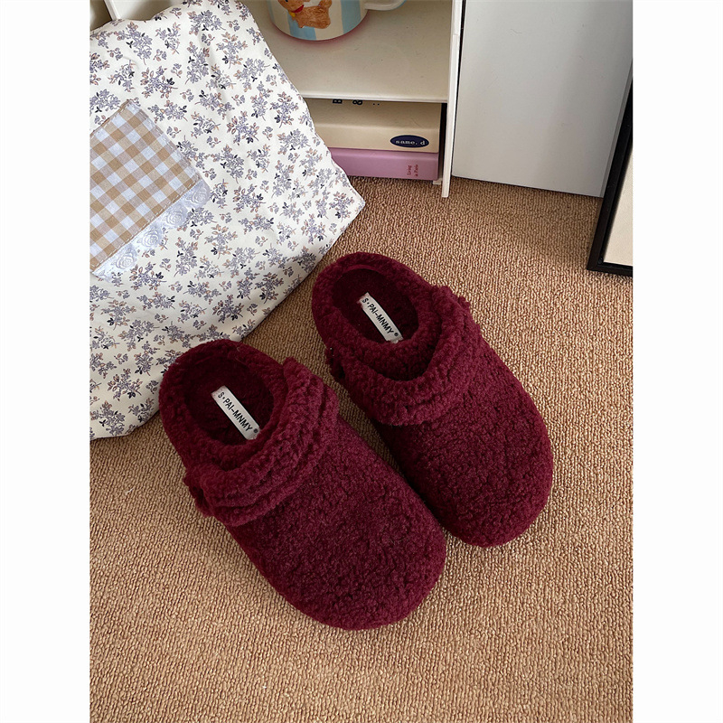 Ženske papuče od pliša sa zatvorenim prstom i debelim potplatom, slip-on u Birkenstock stilu, za jesen i zimu.