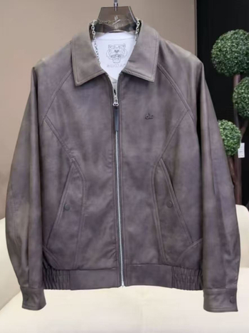 Muška PU kožna jakna s ovratnikom, retro stil, jesen, casual s zatvaračem
