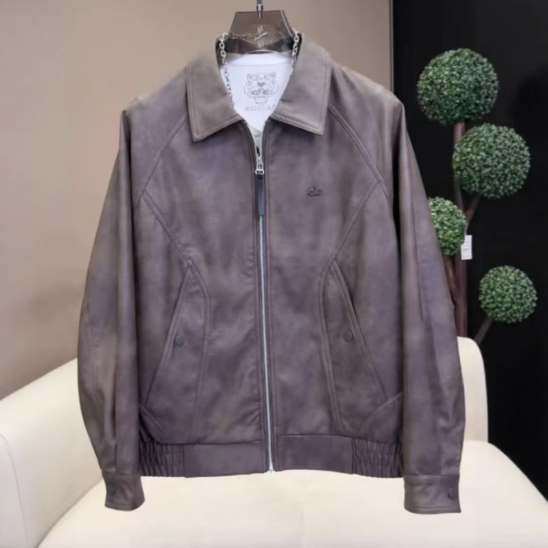 Muška PU kožna jakna s ovratnikom, retro stil, jesen, casual s zatvaračem