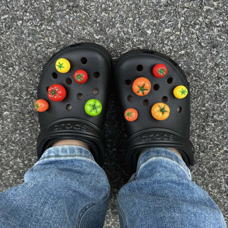 3D ukrasna kopča za Crocs s dizajnom rajčice i rupa — uklonjivi DIY adapter Bodhi materijal