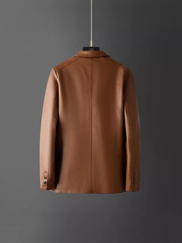 Muška PU kožna jakna za jesen/zimu, opušteni kroj, srednje duljine, poslovno-casual stil, plus veličina.