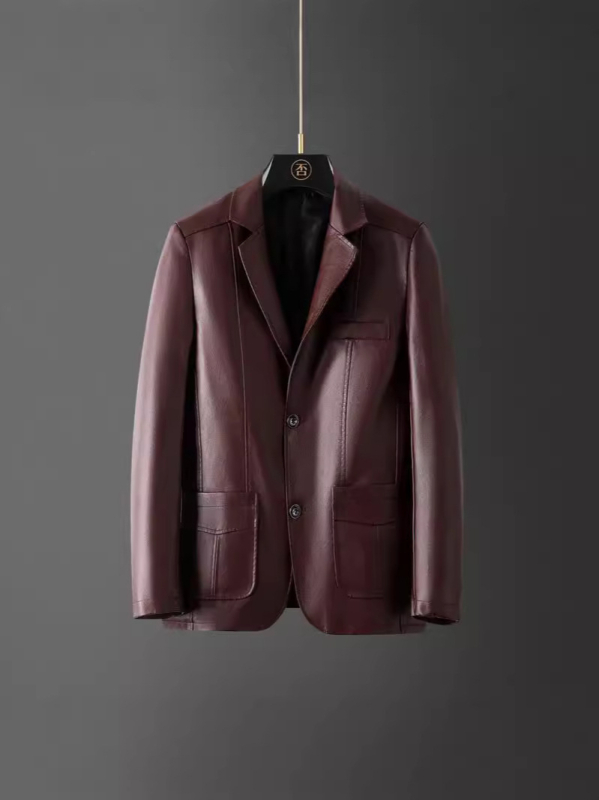 Muška PU kožna jakna za jesen/zimu, opušteni kroj, srednje duljine, poslovno-casual stil, plus veličina.
