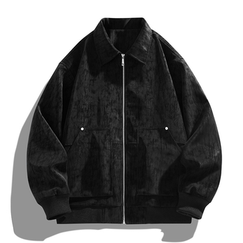 Férfi PU bőrdzseki, gallérral, dupla záródással, kapucnival, motoros stílusú, retro amerikai streetwear