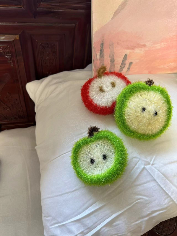 Tvornicki dvostruki sloj debela krpa za pranje posuđa s dizajnom zelene jabuke