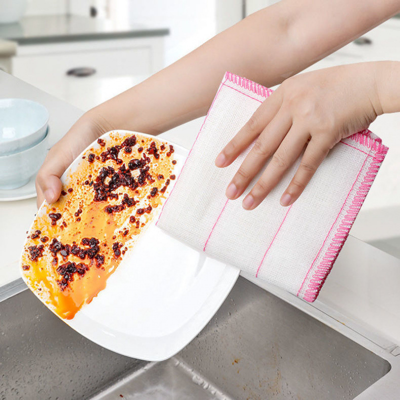 Pamukasta gazasta krpa za pranje posuđa — mekana kuhinjska krpa, dvostruka namjena mokro/suho, upija, bez dlačica