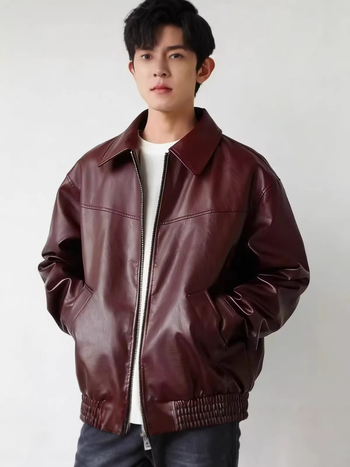 Férfi PU bőrdzseki egyedi tervezéssel, lazább szabás, cipzár, motorkerékpár-stílus, őszi viselet