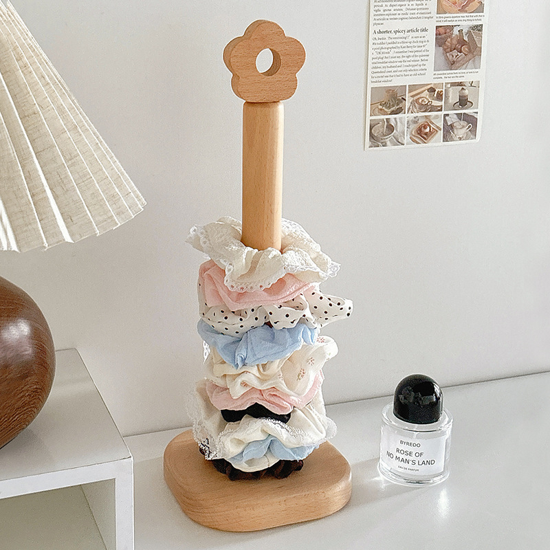 Drevený stojan na šperky a doplnky do vlasov, organizér na gumičky a sponky