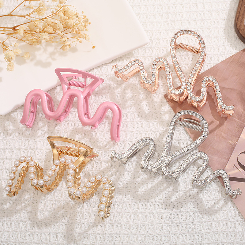 Premium matirana kopča za kosu u obliku morskog psa, velika kopča s rhinestones u obliku zmije, veliki valoviti dodatak za kosu