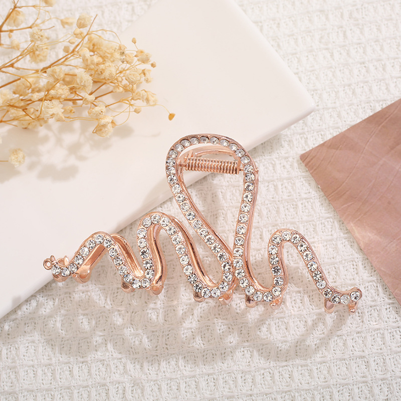 Premium matirana kopča za kosu u obliku morskog psa, velika kopča s rhinestones u obliku zmije, veliki valoviti dodatak za kosu