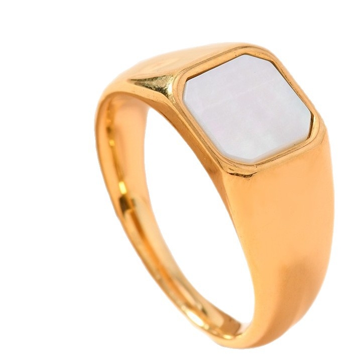 Geometrijski prsten s oblikom školjke, od nehrđajućeg čelika, s 18K zlatnim premazom, retro stil za žene