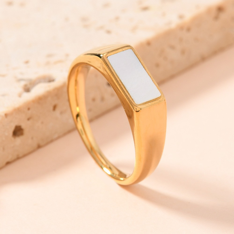Geometrijski prsten s oblikom školjke, od nehrđajućeg čelika, s 18K zlatnim premazom, retro stil za žene