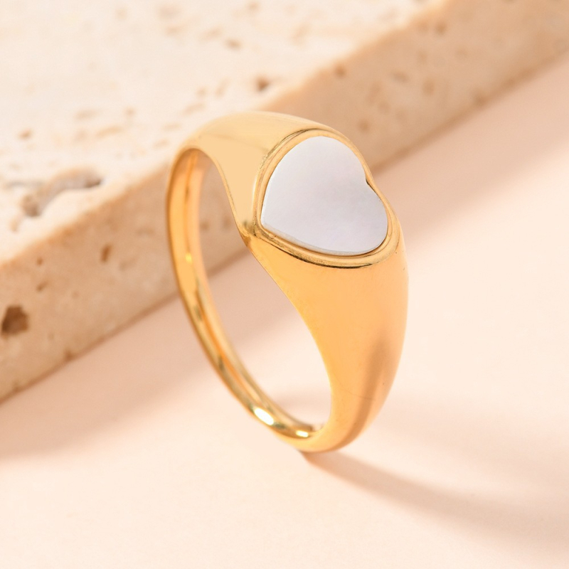 Geometrijski prsten s oblikom školjke, od nehrđajućeg čelika, s 18K zlatnim premazom, retro stil za žene