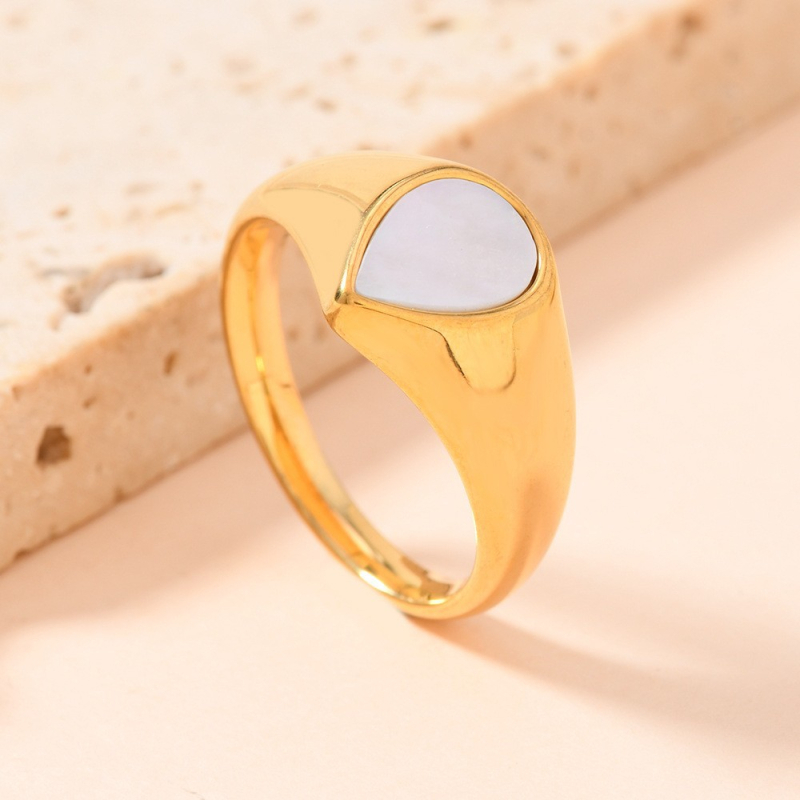 Geometrijski prsten s oblikom školjke, od nehrđajućeg čelika, s 18K zlatnim premazom, retro stil za žene