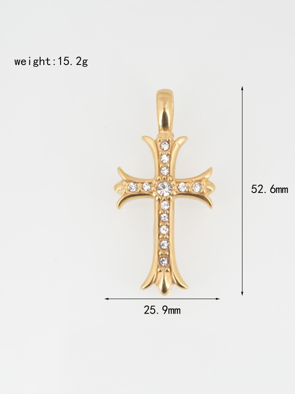 Privjesak križa s dijamantima na bisernoj ogrlici, unisex, od titan čelika, duljina 61-70 cm