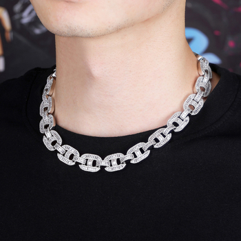 Hip-hop kubanska ogrlica i narukvica s Pig Nose, elektroplatirano mikro pavé cirkonima