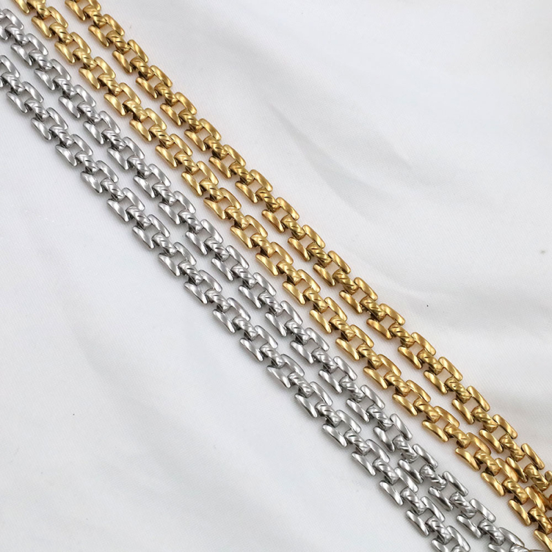 Set ogrlice i narukvice od nehrđajućeg čelika s kubanskom poveznicom, unisex, retro metalni stil inspiriran hip-hopom
