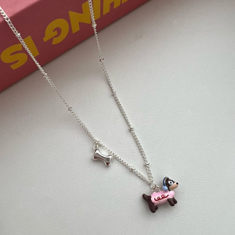Set naušnica i ogrlica s perlama i motivom psa, kawaii Instagram stil, za žene