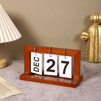 Drveni stolni kalendar, minimalistički stil, dekor za dom i ured