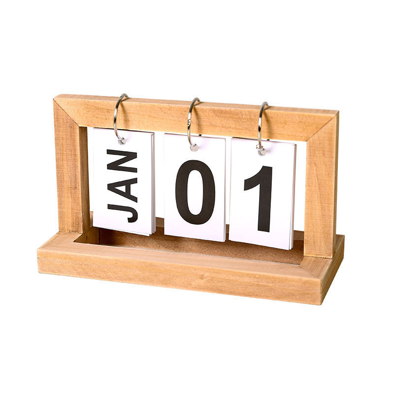Drveni stolni kalendar, minimalistički stil, dekor za dom i ured