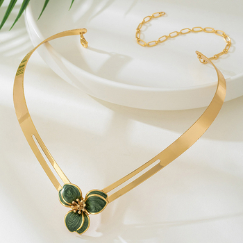 Colier choker din aliaj cu floare, design decupat, pentru femei