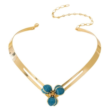 Colier choker din aliaj cu floare, design decupat, pentru femei