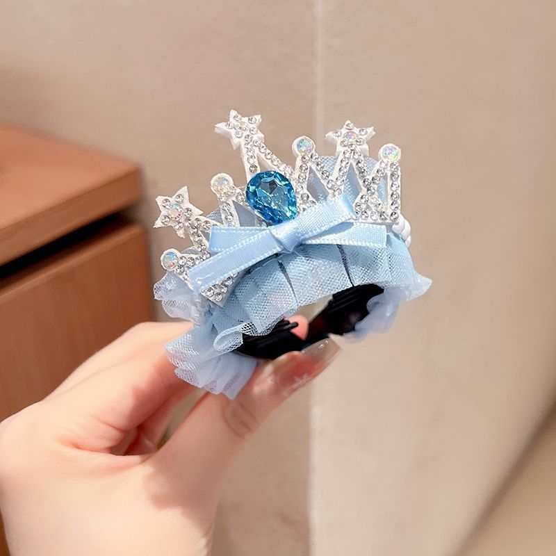 Elsa princeza – dječja plava tiul korona za rep, klipsa za kosu s kristalima