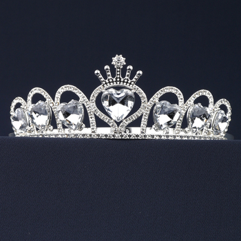 Dječja tiara za kosu u obliku srca, od legure s rhinestones, zlatno-srebrna boja, dodatak za nastupe