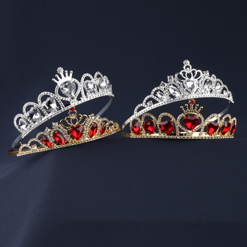 Dječja tiara za kosu u obliku srca, od legure s rhinestones, zlatno-srebrna boja, dodatak za nastupe