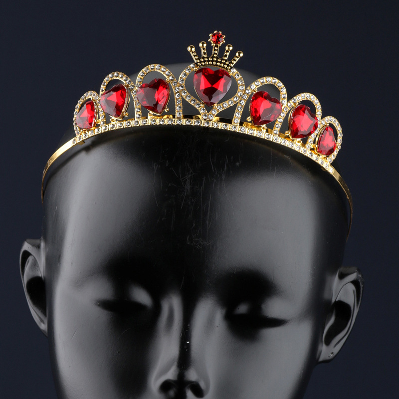 Dječja tiara za kosu u obliku srca, od legure s rhinestones, zlatno-srebrna boja, dodatak za nastupe