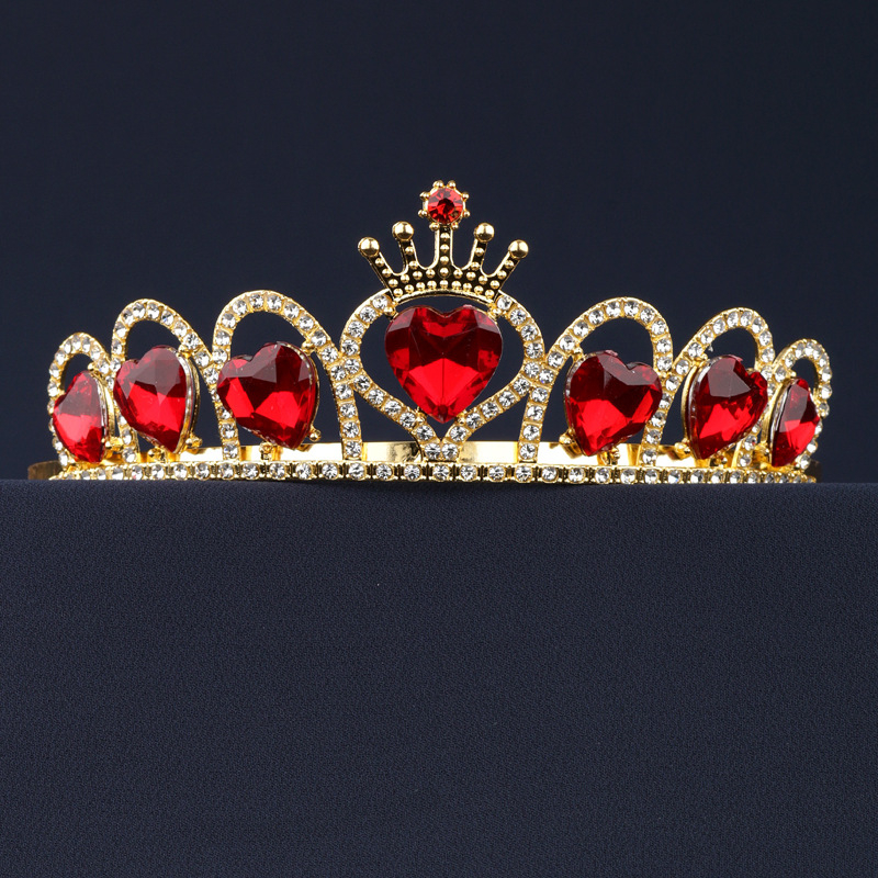 Dječja tiara za kosu u obliku srca, od legure s rhinestones, zlatno-srebrna boja, dodatak za nastupe