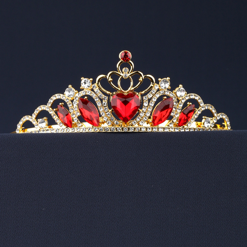 Dječja tiara za kosu u obliku srca, od legure s rhinestones, zlatno-srebrna boja, dodatak za nastupe