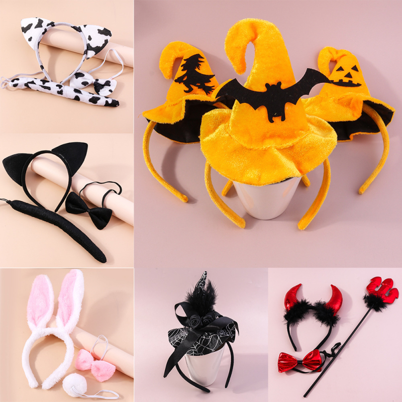 Halloween diadem za kosu s motivom tikve i šišmiša