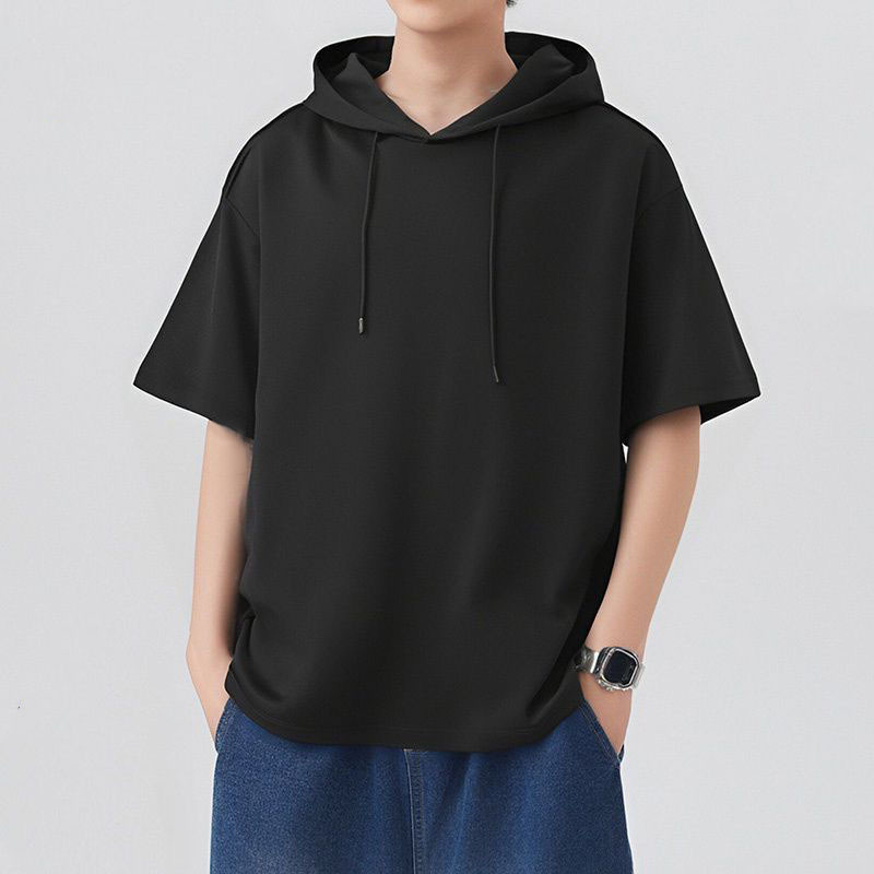 Muški tanki hoodie s kapuljačom i kratkim rukavima, jednostavnog dizajna, ljeto, opušten kroj, američki stil