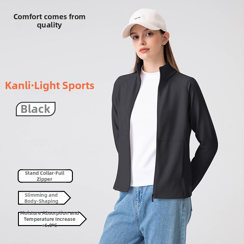 Koreai stílusú női kabát fleece bélés, álló gallér, cipzár, karcsú szabás, ősz-tél