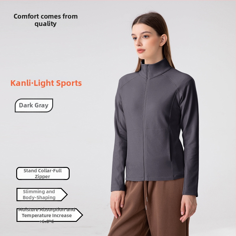 Koreai stílusú női kabát fleece bélés, álló gallér, cipzár, karcsú szabás, ősz-tél