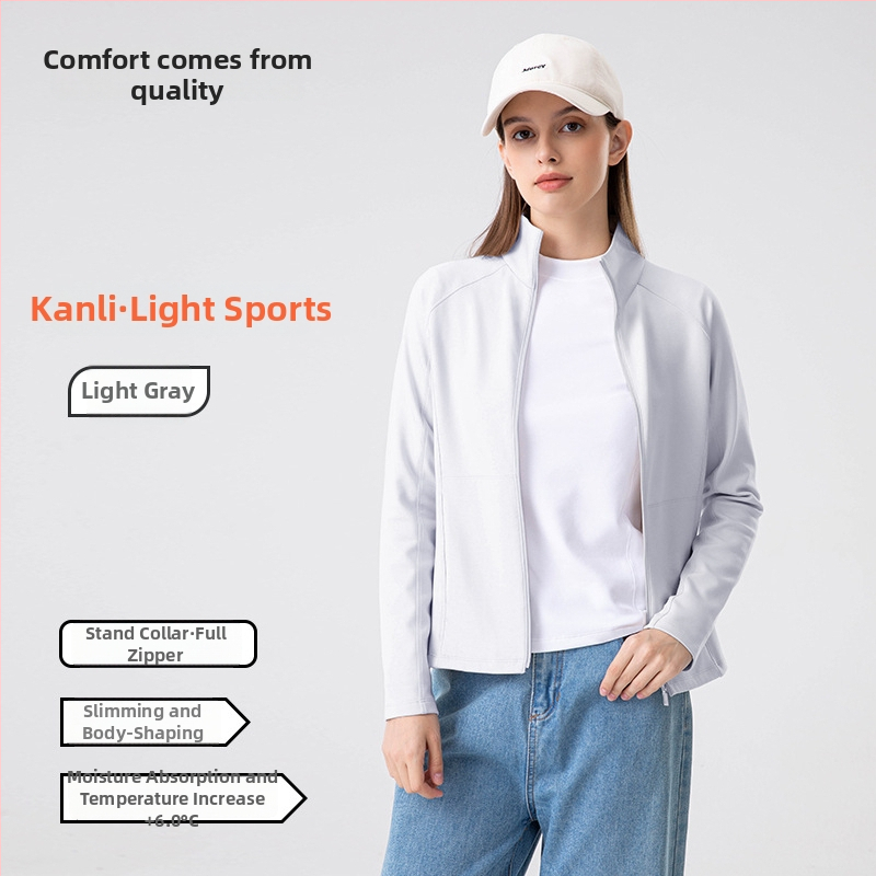 Koreai stílusú női kabát fleece bélés, álló gallér, cipzár, karcsú szabás, ősz-tél
