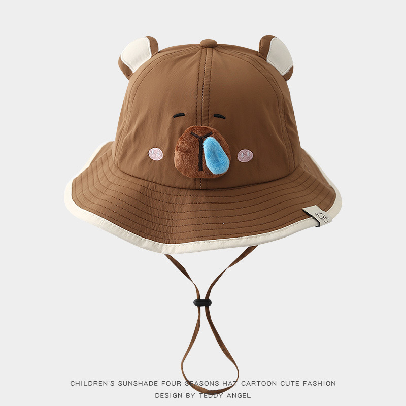 Dječji bucket hat s motivom Capybara, s velikim obodom za zaštitu od sunca, brzo sušeći poliester