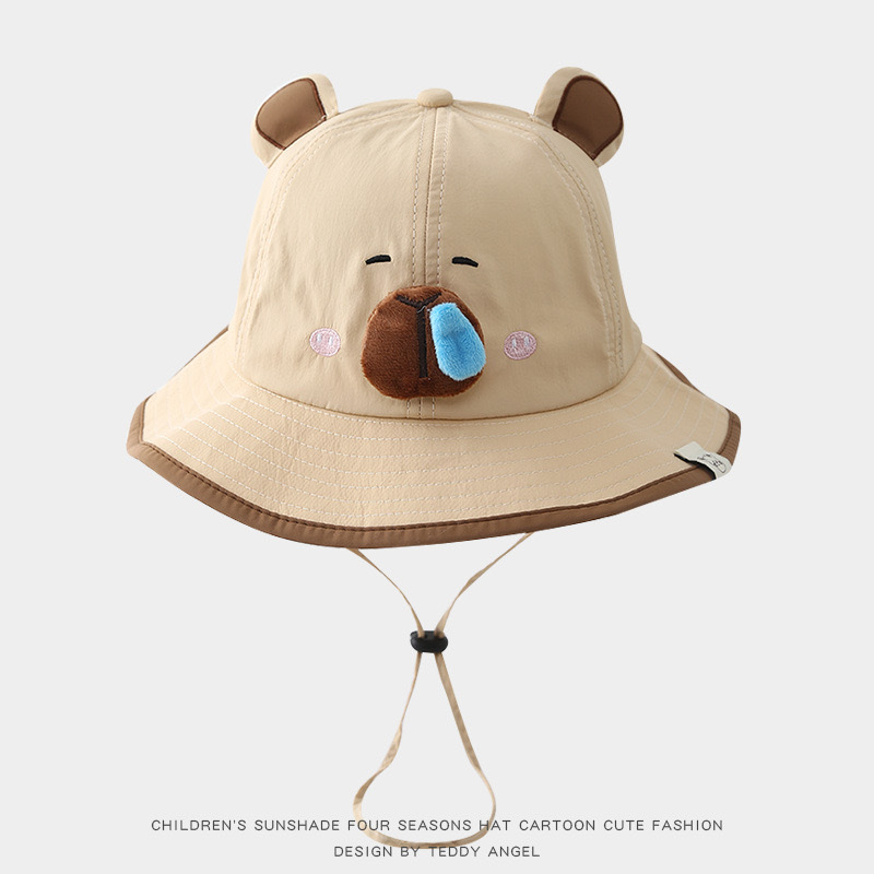 Dječji bucket hat s motivom Capybara, s velikim obodom za zaštitu od sunca, brzo sušeći poliester