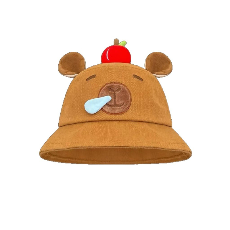 Dječji bucket hat s motivom Capybara, s velikim obodom za zaštitu od sunca, brzo sušeći poliester
