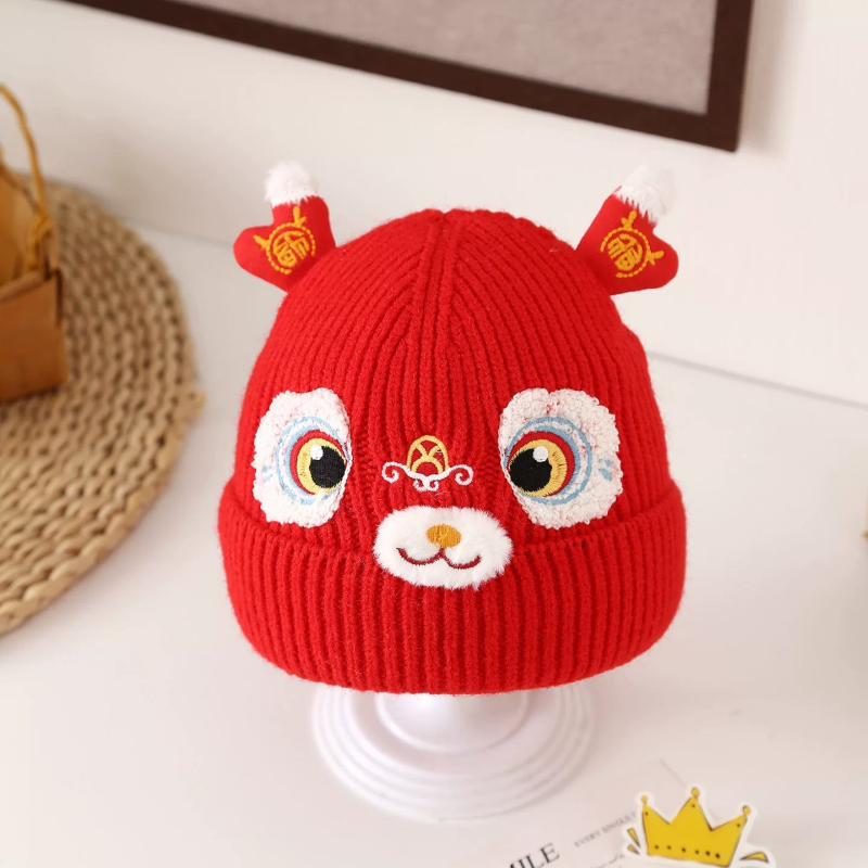 Crvena pletena kapa za bebe za jesen-zimu, topla, unisex, 0–24 mjeseci