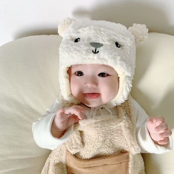 Zimska pliš šapica za bebe s ušima medvjeda, topla zaštita za uši