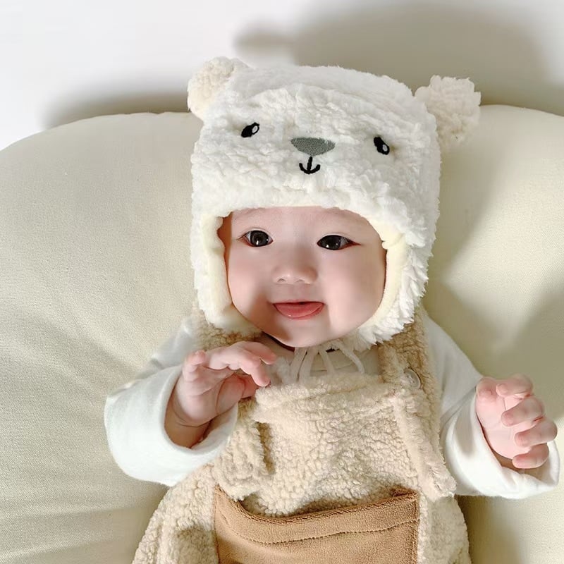 Zimska pliš šapica za bebe s ušima medvjeda, topla zaštita za uši