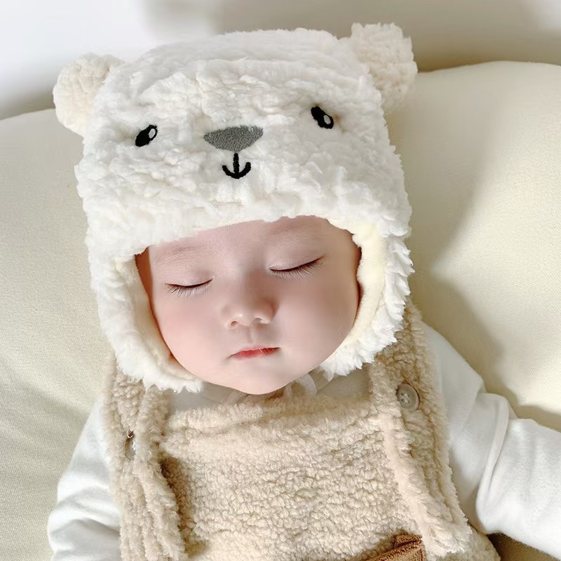 Zimska pliš šapica za bebe s ušima medvjeda, topla zaštita za uši