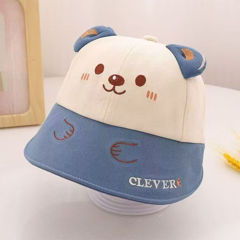 Dječja kapica za sunce s velikim obodom, motiv medvjeđi, korejski stil fisherman's bucket hat za proljeće