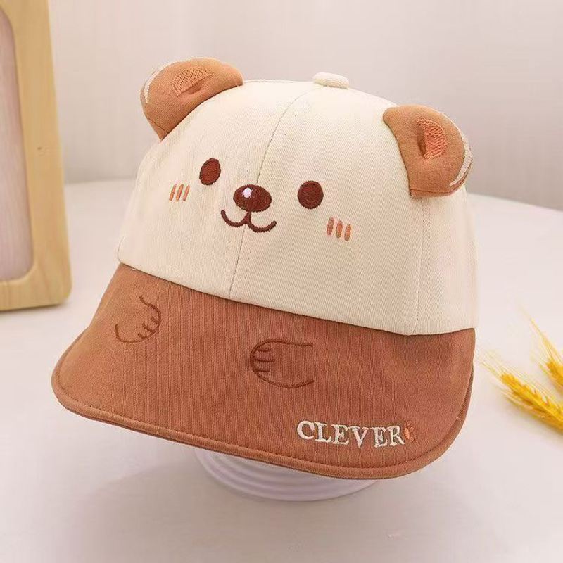 Dječja kapica za sunce s velikim obodom, motiv medvjeđi, korejski stil fisherman's bucket hat za proljeće
