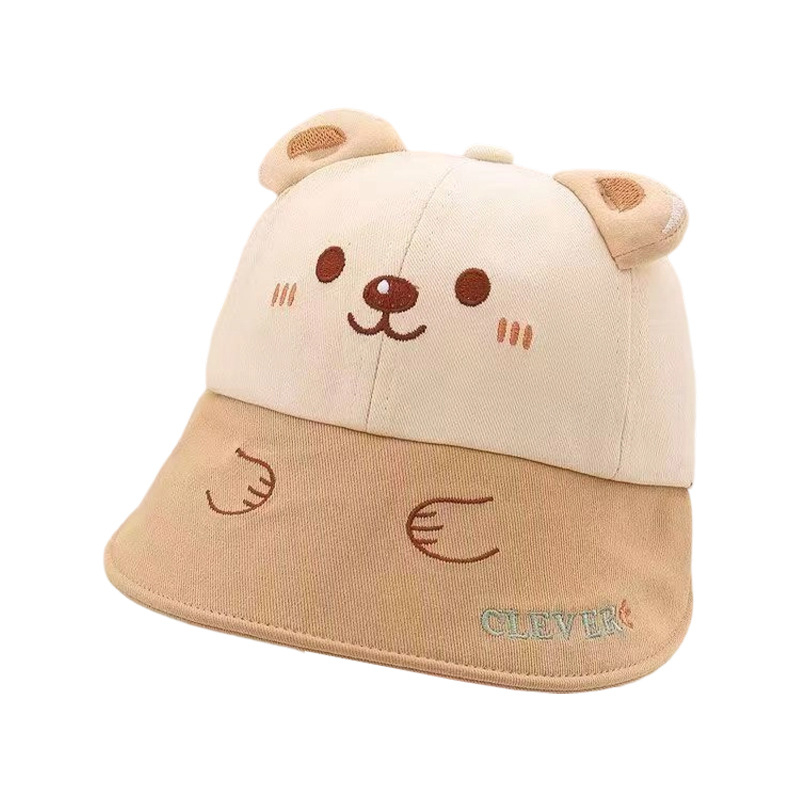 Dječja kapica za sunce s velikim obodom, motiv medvjeđi, korejski stil fisherman's bucket hat za proljeće