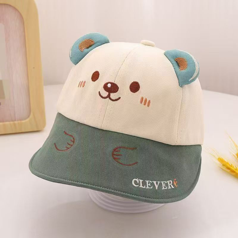 Dječja kapica za sunce s velikim obodom, motiv medvjeđi, korejski stil fisherman's bucket hat za proljeće