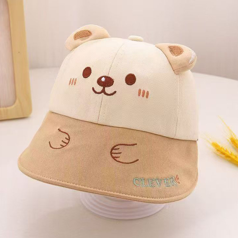 Dječja kapica za sunce s velikim obodom, motiv medvjeđi, korejski stil fisherman's bucket hat za proljeće