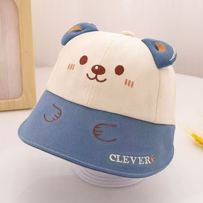 Dječja kapica za sunce s velikim obodom, motiv medvjeđi, korejski stil fisherman's bucket hat za proljeće