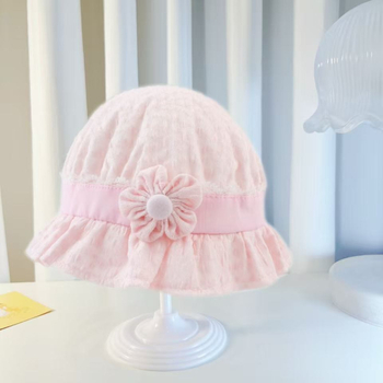 Čipkasti šešir princeze s cvjetnim detaljima za bebe i djecu, ribarskog stila šešir s čipkastim rubom za zaštitu od sunca